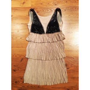 BCBGMaxAzria Black Illusion/Tan Crepe Cocktail